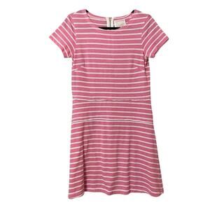 Sail To Sable Pink White Striped Short Sleeve Fit Flare Mini Dress Womens XS STS